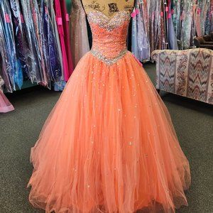 Prom Dress Formal Gown Revenna MoriLee Orange Ballgown Size 2